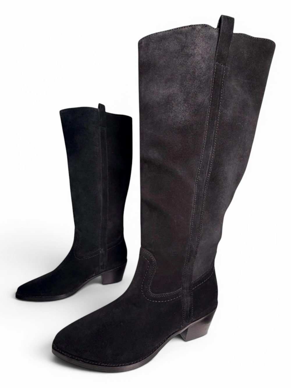 Vintage Foundry Co Amanda‎ Tall Black Suede Western Boots Size 8